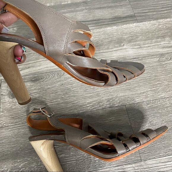 Lanvin Vintage Leather Olive Brown Gladiator Woven Cone Heel Sandals - Picture 12 of 16